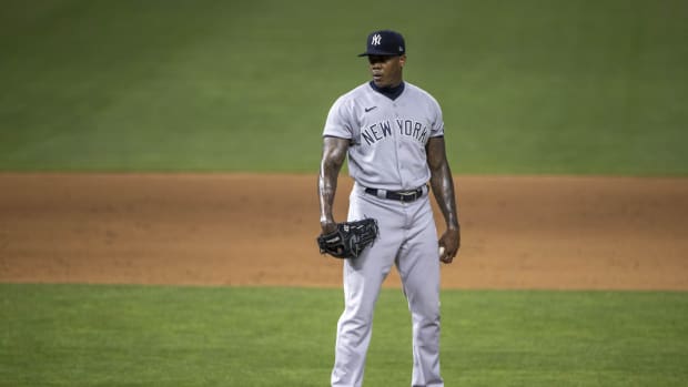 Yankees Aroldis Chapman pitching against Twins